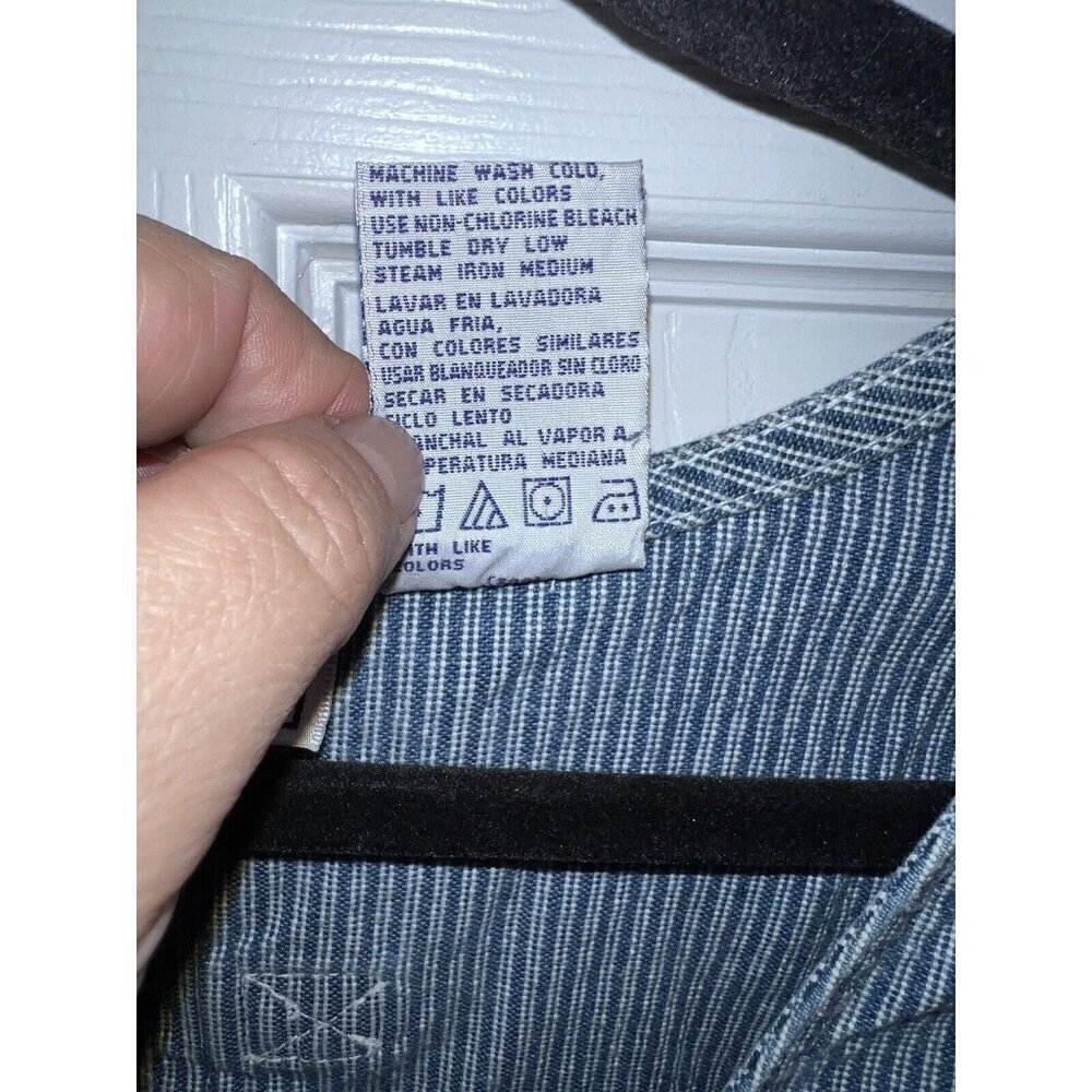 ERIKA & CO. Y2K Denim Thin Stripe Dungarees Maxi Jumper Dress Sz L - Picture 9 of 13